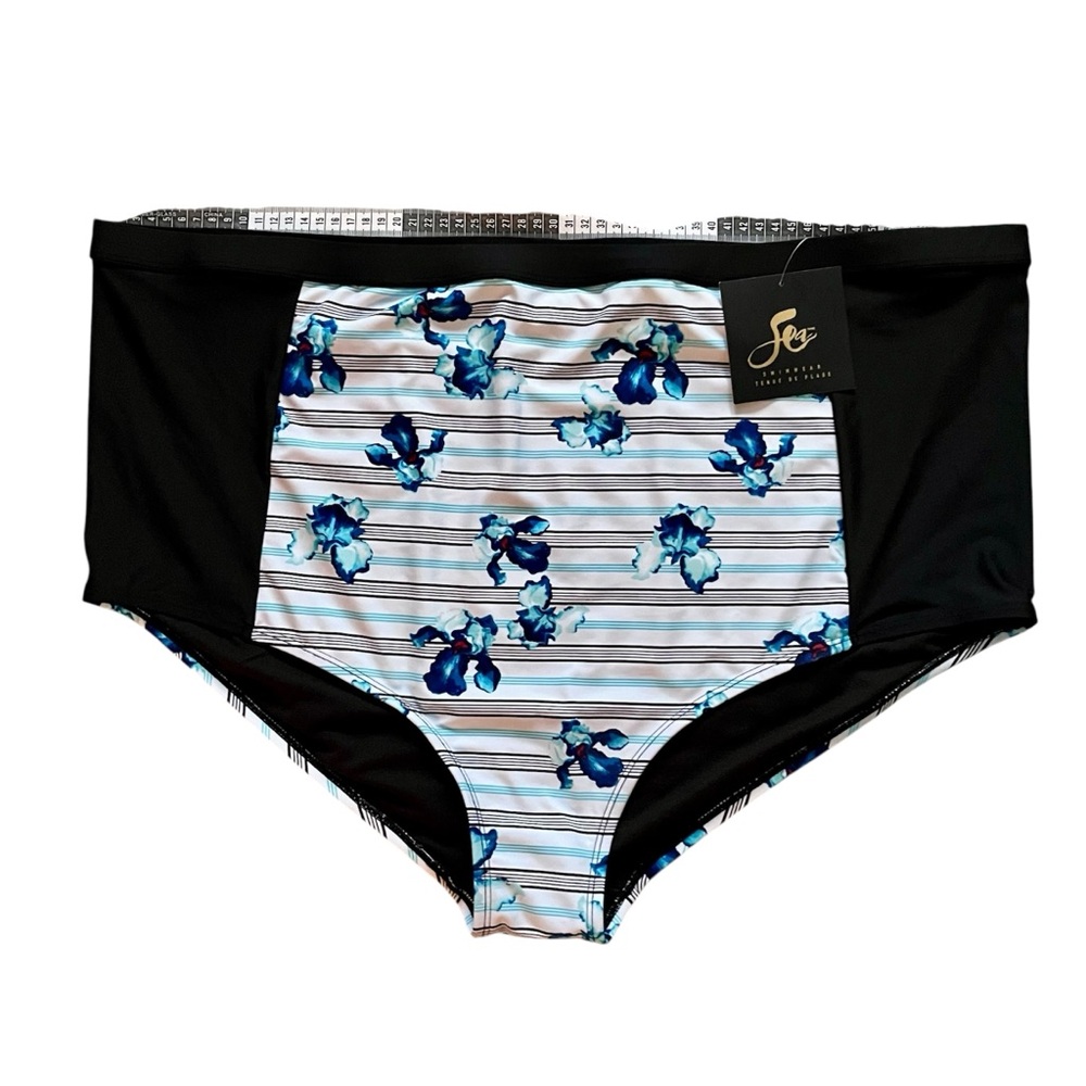 Sea Swimwear Bikini Bottom Floral Striped Swimming Summer Plus Size 4X - Picture 3 of 13